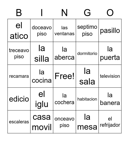 LA CASA Bingo Card