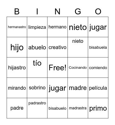family padre Bingo Card