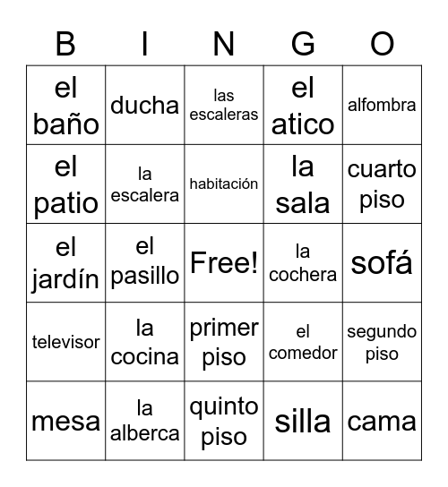 LA CASA Bingo Card