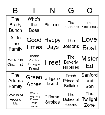 TV Theme Songs Bingo Card