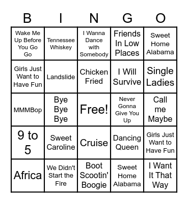 Music BINGO Card