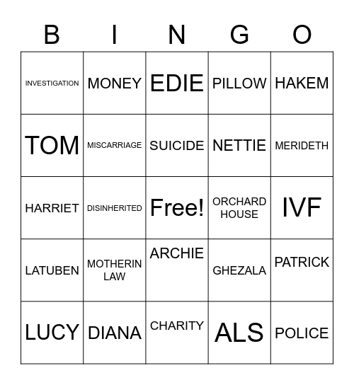 THE MOTHER-IN-LAW Bingo Card