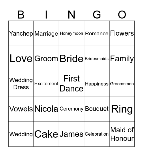 Nicola's High Tea Hens Bingo Card