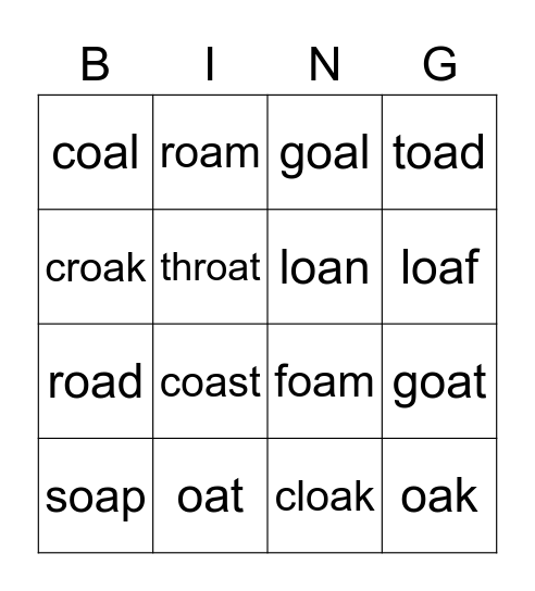 oa Bingo Card