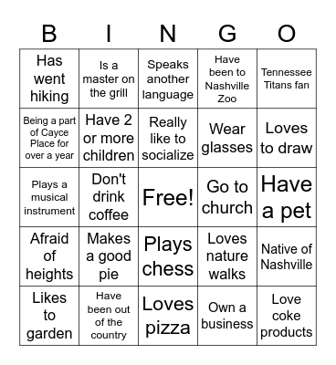 Get To Know Your Neighbor Bingo Card