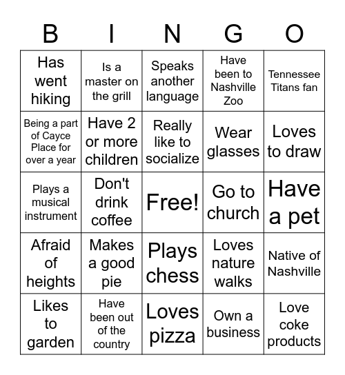 Get To Know Your Neighbor Bingo Card