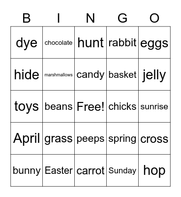 Easter Bingo Card