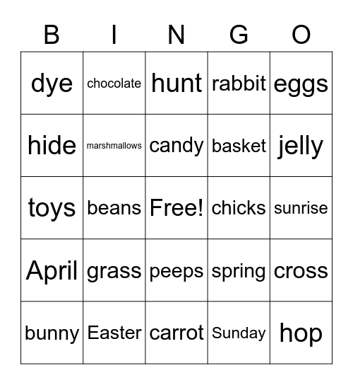 Easter Bingo Card