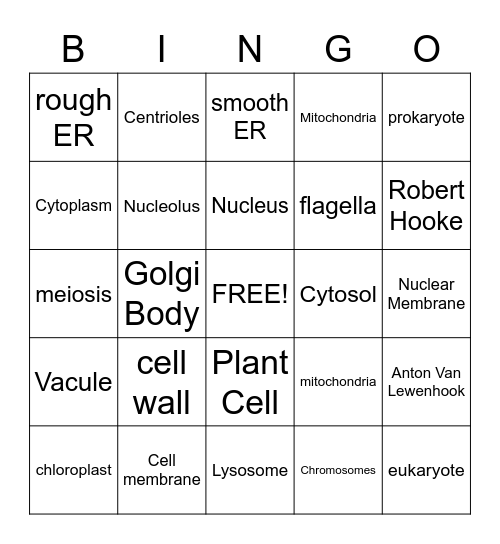 Cells, Cells, Cells Bingo Card