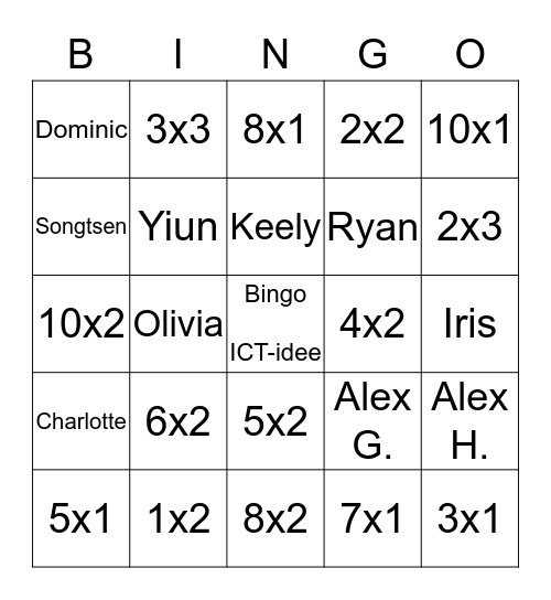 Names in Room 3! Bingo Card