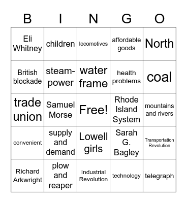 The North Bingo Card