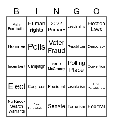 Voting Bingo Card
