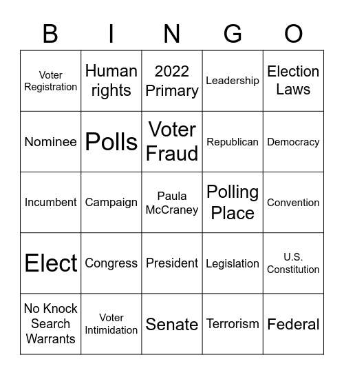 Voting Bingo Card