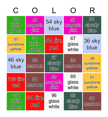 ~ earth colors ~ Bingo Card
