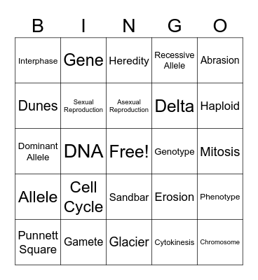 Science Vocab Bingo Card