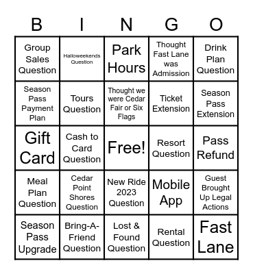 Comm Center Bingo Card