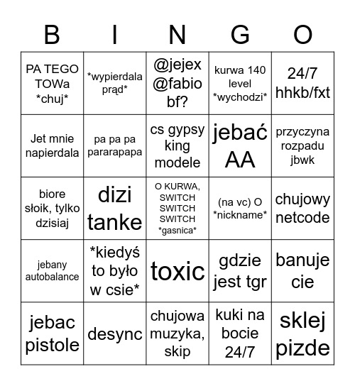 Sagres Bingo Card