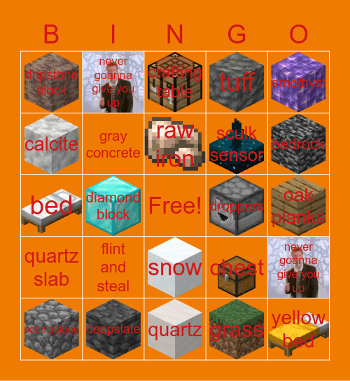 minecraft bingo Card