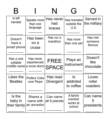 GETTING TO KNOW YOUR TEACHERS Bingo Card