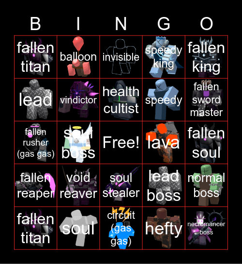 TDS roblox Bingo Card