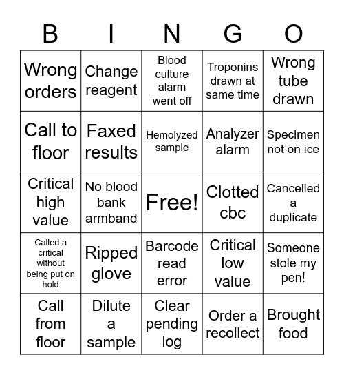 Happy Lab Week! Techs Bingo Card