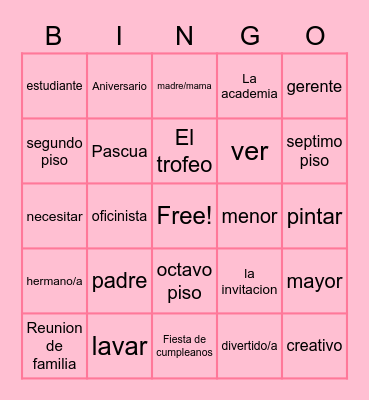 La familia Bingo Card
