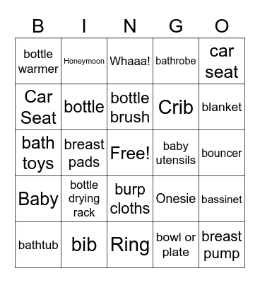 Bridal & Baby Bingo Card