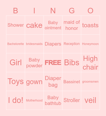 Bridal & Baby Bingo! Bingo Card