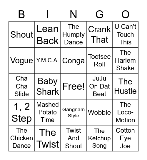 Famous Choreo - (Big Window/Outside Walls) For Bingo! Bingo Card