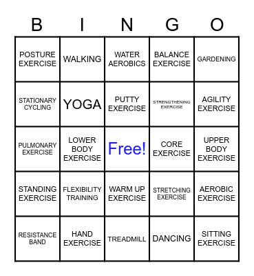 PARKINSON'S EXERCISE Bingo Card