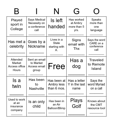 Teams Bingo Card