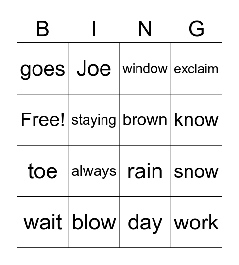 Book 19d and 18b Bingo Card
