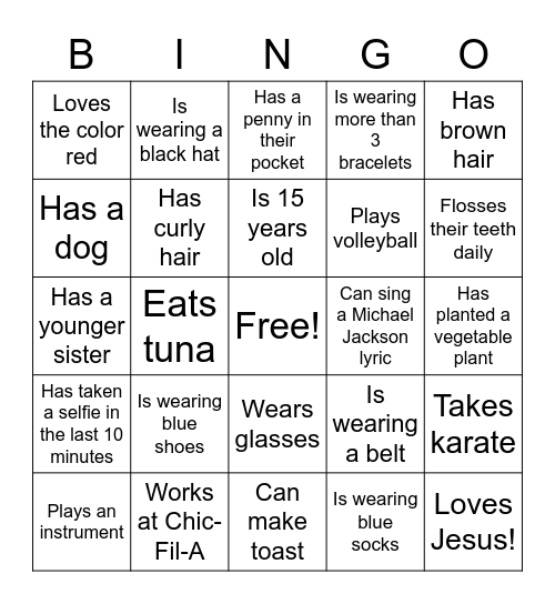 Find someone who… Bingo Card