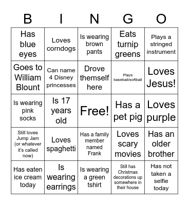 Find somebody who… Bingo Card