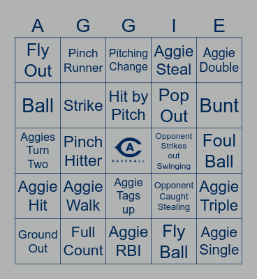 Aggie Baseball Bingo Card