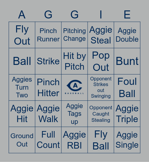 Aggie Baseball Bingo Card