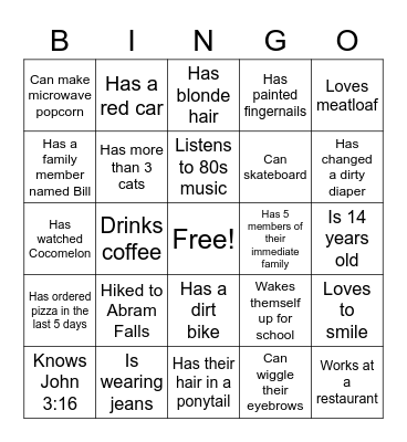 Find someone who… Bingo Card