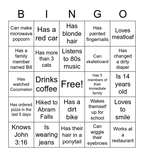Find someone who… Bingo Card