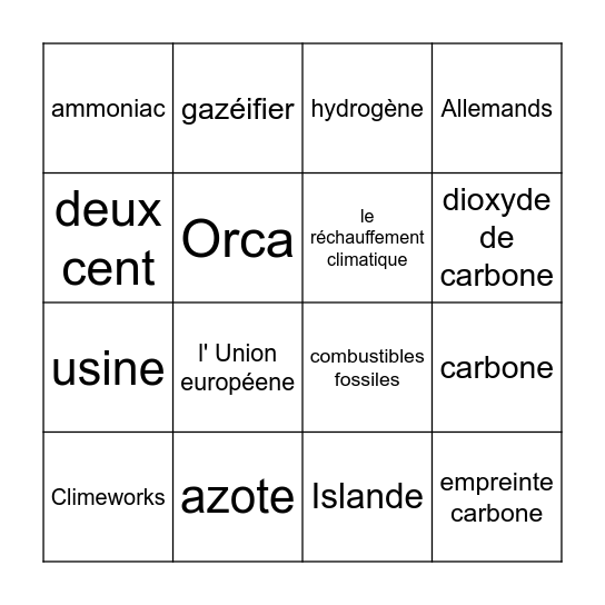 Le suceur de carbone Bingo Card