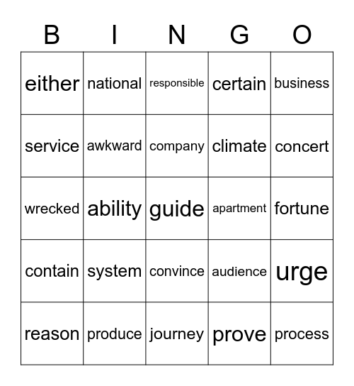 3rd Grade Bingo Card