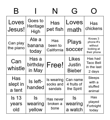 Find someone who… Bingo Card