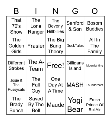 TV Theme Bingo Card