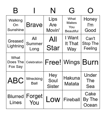 Misc. Hits Bingo Card