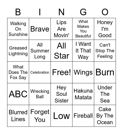 Misc. Hits Bingo Card