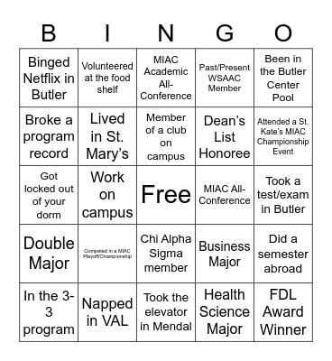 Division III Week Bingo Card