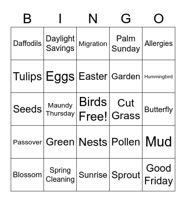 SPRING Bingo Card