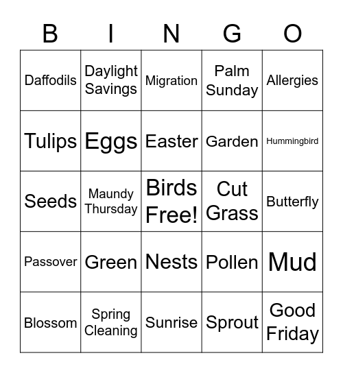 SPRING Bingo Card