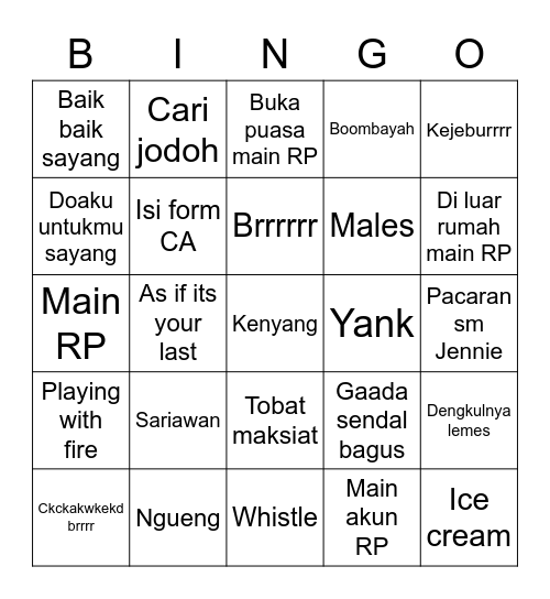 SZ Bingo Card