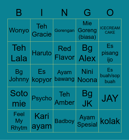 HARUTO Bingo Card