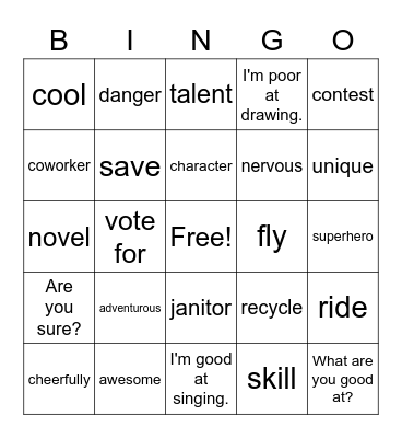 Lesson 1 - Great Things About Yourself Bingo Card